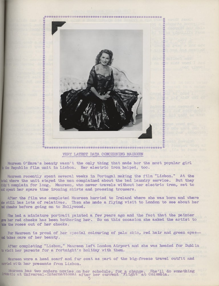 Archive of twelve issues of The Maureen O'Hara's Fan Club fanzine "Maureen O'Hara" (later "From Maureen To You"), 1955-1961
