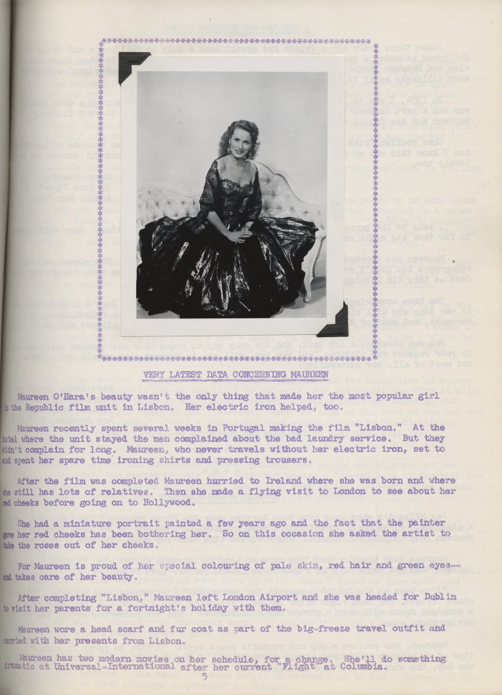Archive of twelve issues of The Maureen O'Hara's Fan Club fanzine "Maureen O'Hara" (later "From Maureen To You"), 1955-1961