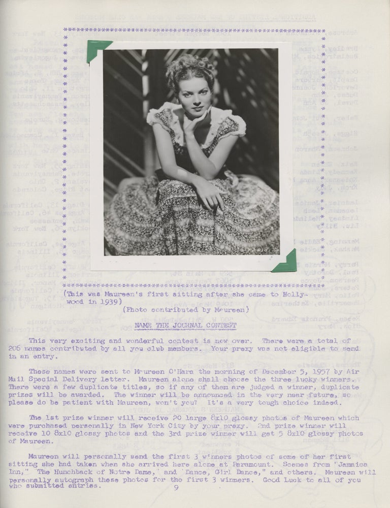 Archive of twelve issues of The Maureen O'Hara's Fan Club fanzine "Maureen O'Hara" (later "From Maureen To You"), 1955-1961