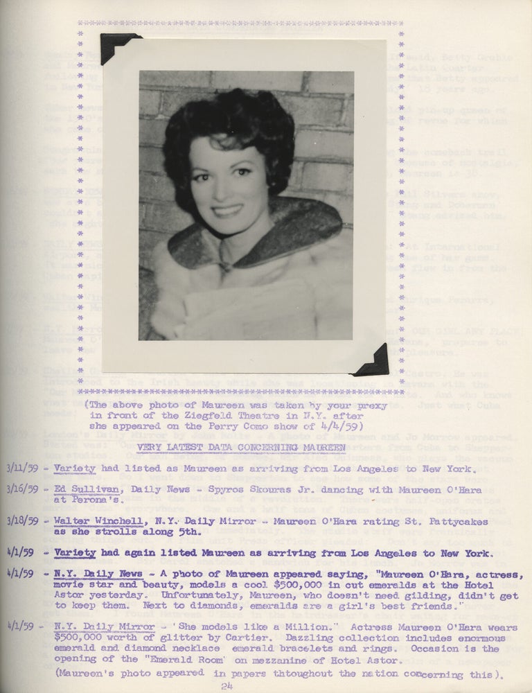 Archive of twelve issues of The Maureen O'Hara's Fan Club fanzine "Maureen O'Hara" (later "From Maureen To You"), 1955-1961
