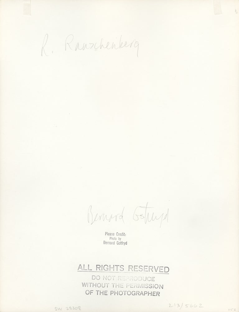 Original oversize photograph of Robert Rauschenberg in his studio, circa 1964