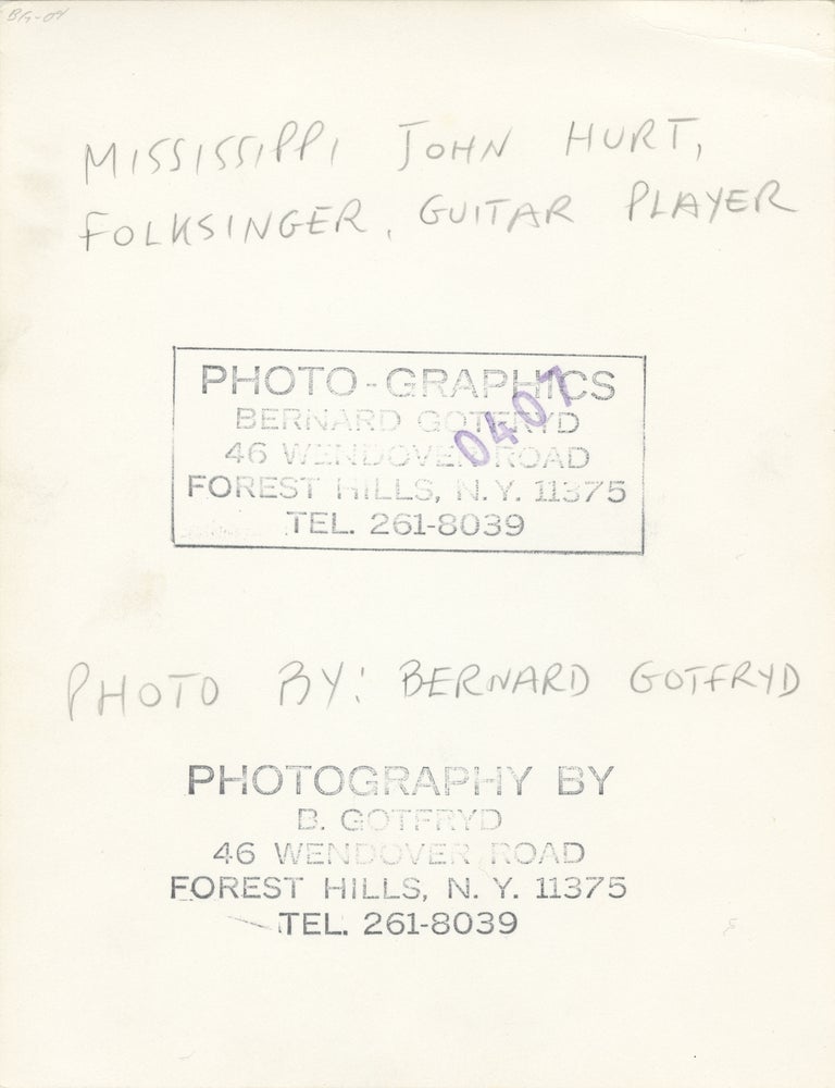 Original portrait photograph of Mississippi John Hurt, 1965