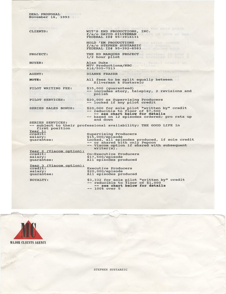 Archive of material relating to Ed Marques Project, an unproduced pilot for a television series