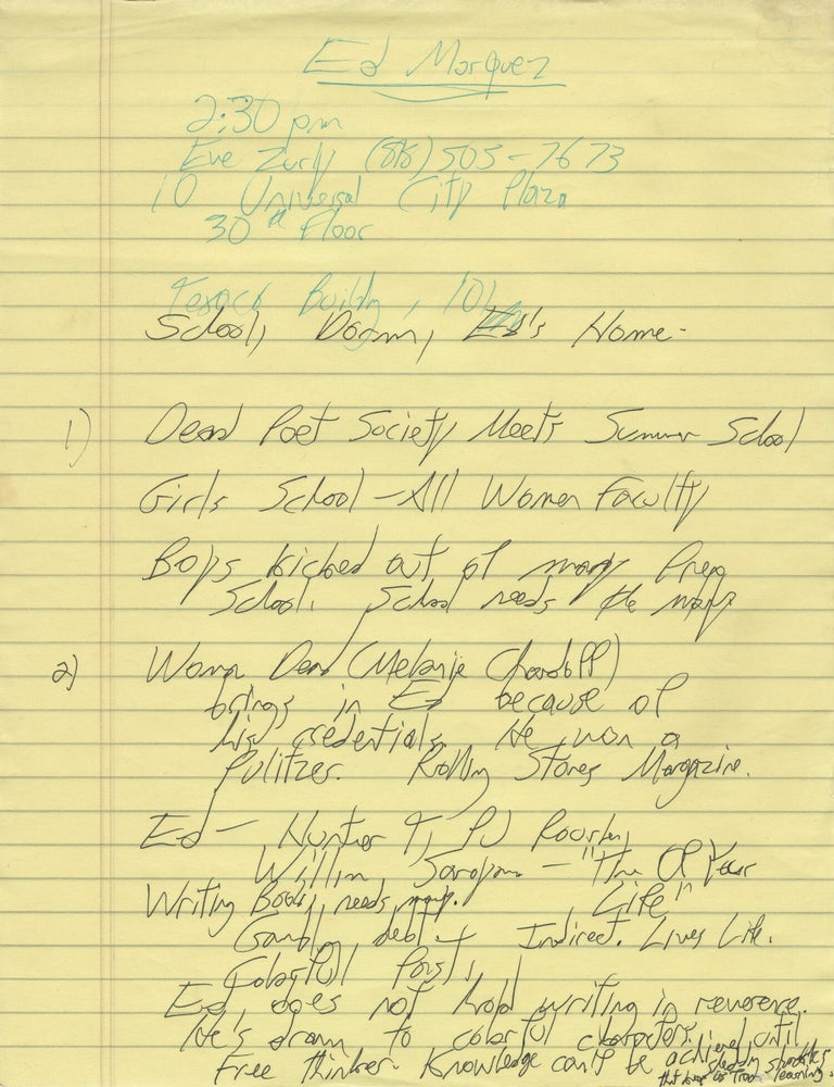 Archive of material relating to Ed Marques Project, an unproduced pilot for a television series