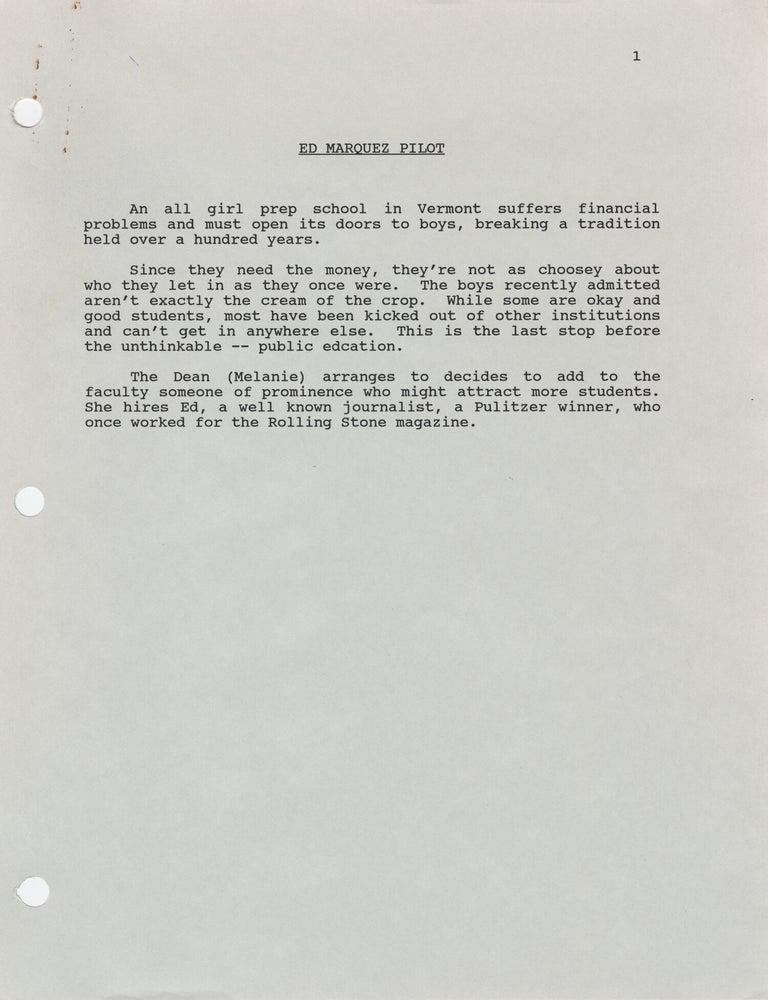 Archive of material relating to Ed Marques Project, an unproduced pilot for a television series