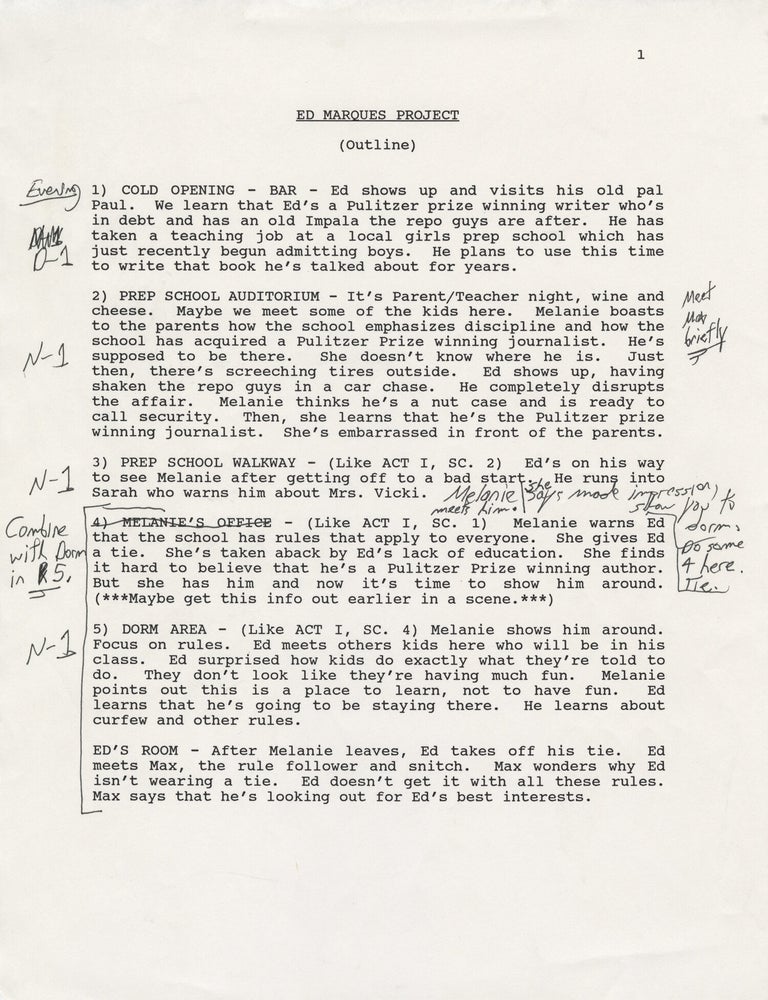 Archive of material relating to Ed Marques Project, an unproduced pilot for a television series
