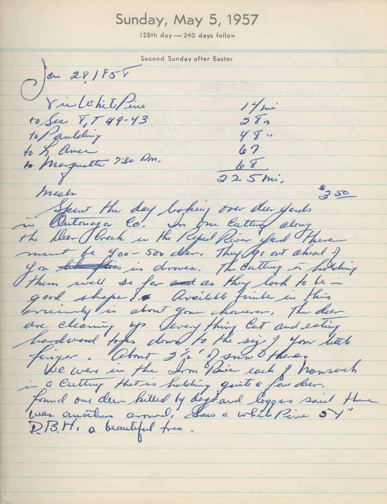 Archive of two original manuscript journals kept by Michigan Wildlife Conservation Officer William E. Laycock , 1957-1961
