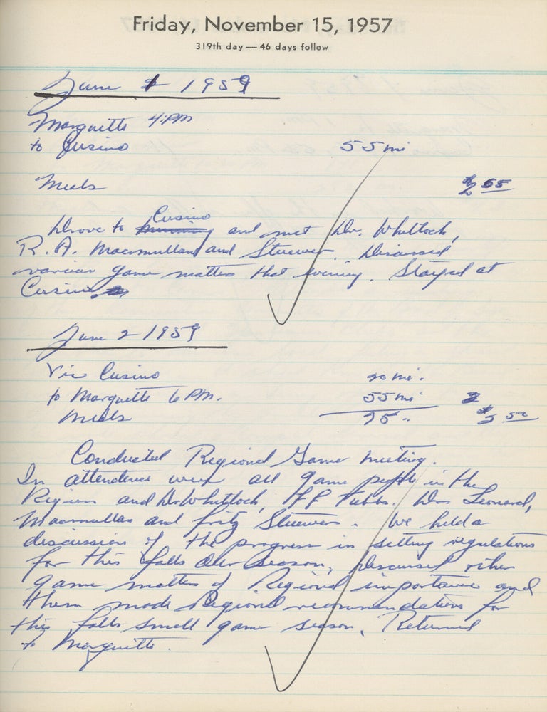 Archive of two original manuscript journals kept by Michigan Wildlife Conservation Officer William E. Laycock , 1957-1961