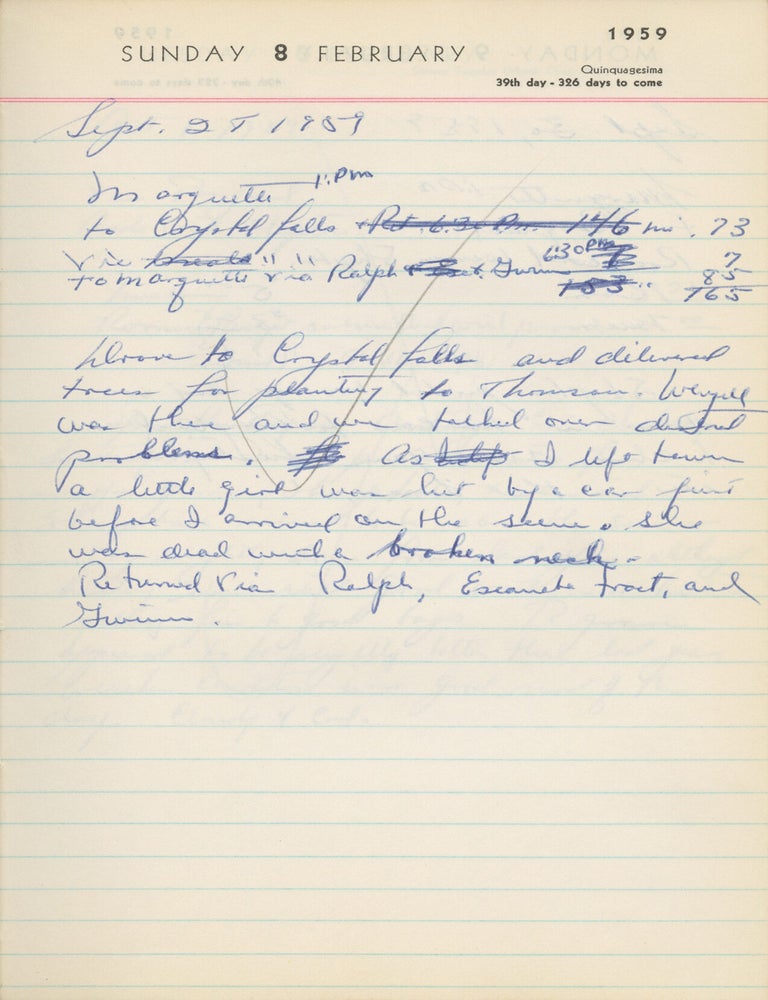 Archive of two original manuscript journals kept by Michigan Wildlife Conservation Officer William E. Laycock , 1957-1961