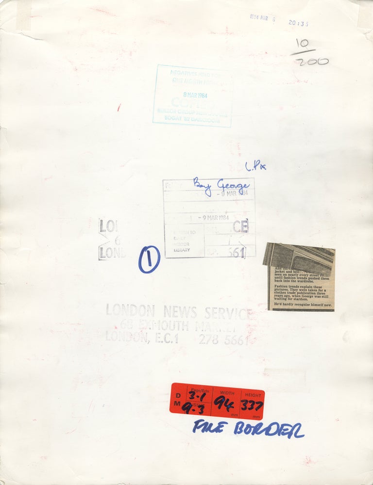 Original oversize photograph of Boy George, circa 1980