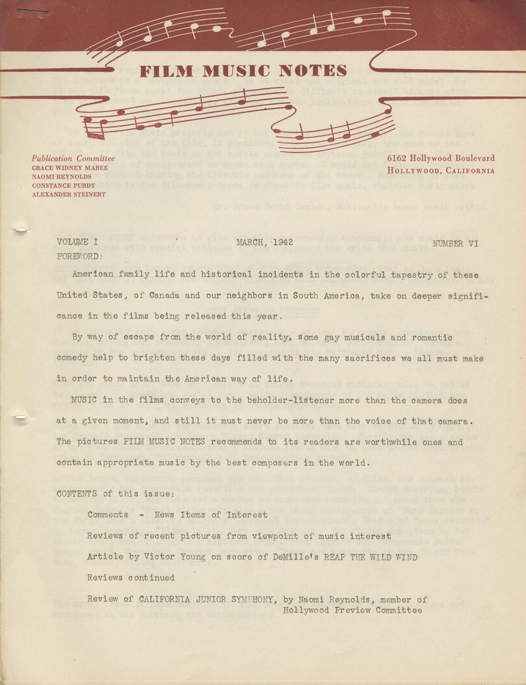 Film Music Notes for 1942-1944
