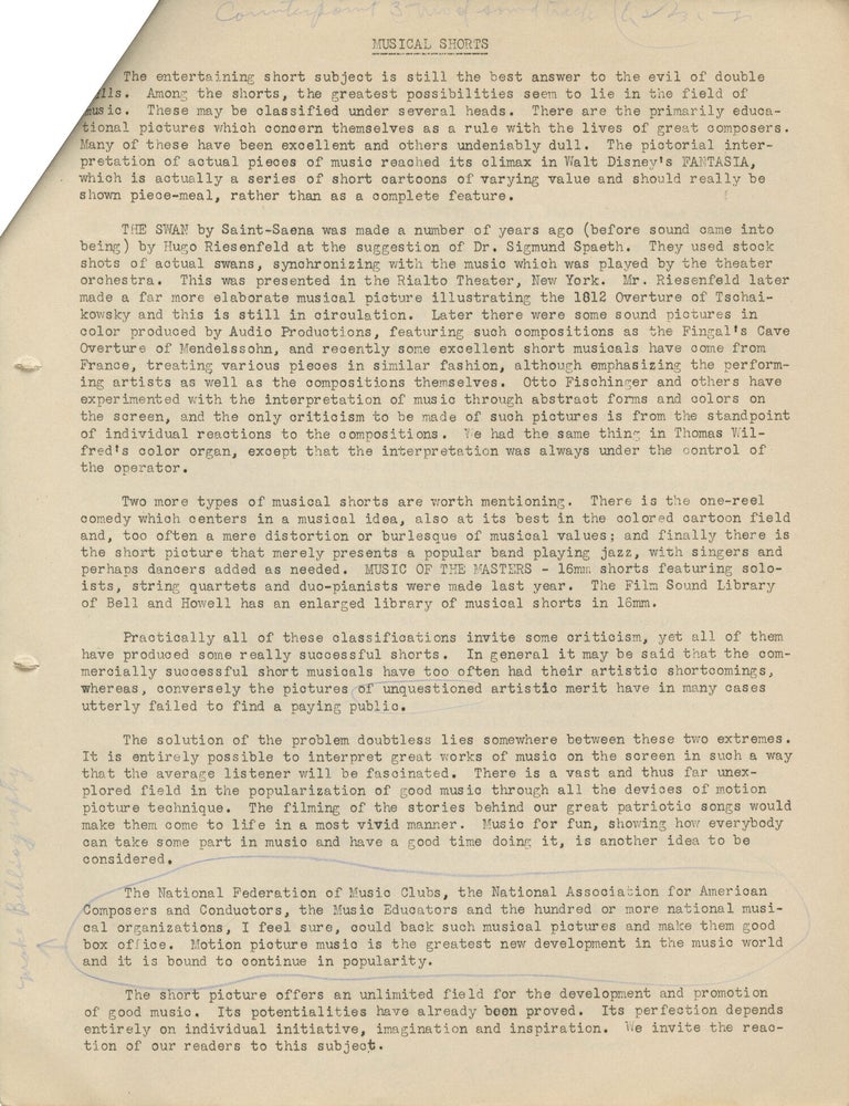 Film Music Notes for 1942-1944