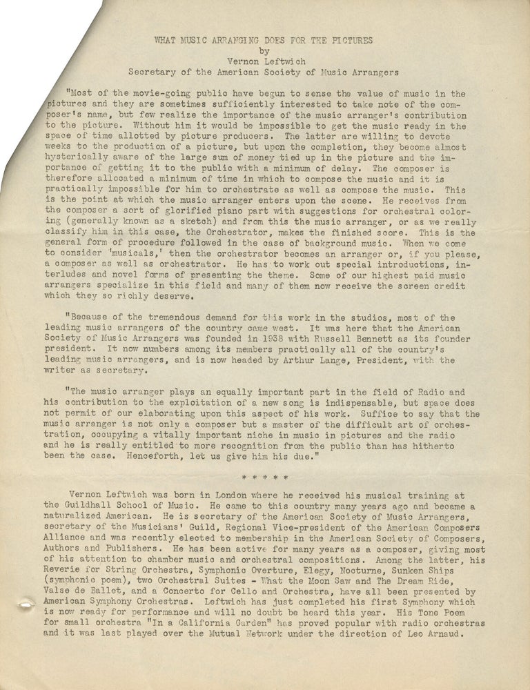Film Music Notes for 1942-1944