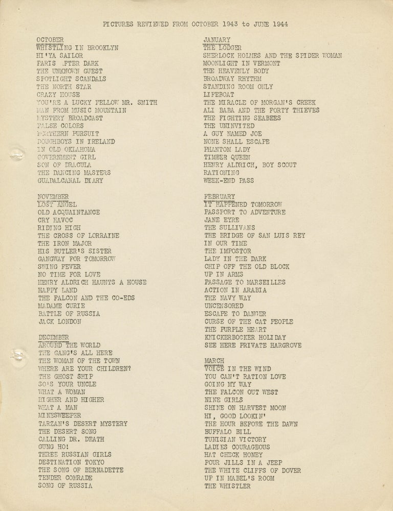 Film Music Notes for 1942-1944