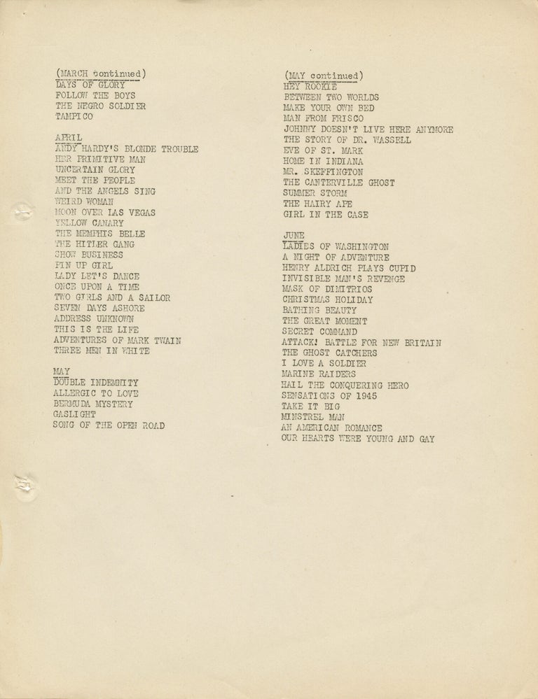 Film Music Notes for 1942-1944