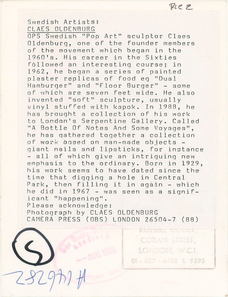 Original photograph of Claes Oldenburg, circa 1988