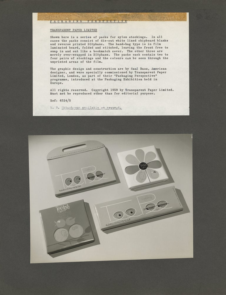 Archive of original photographs, print material, color transparencies, and ephemera documenting Saul Bass' work in advertising and film