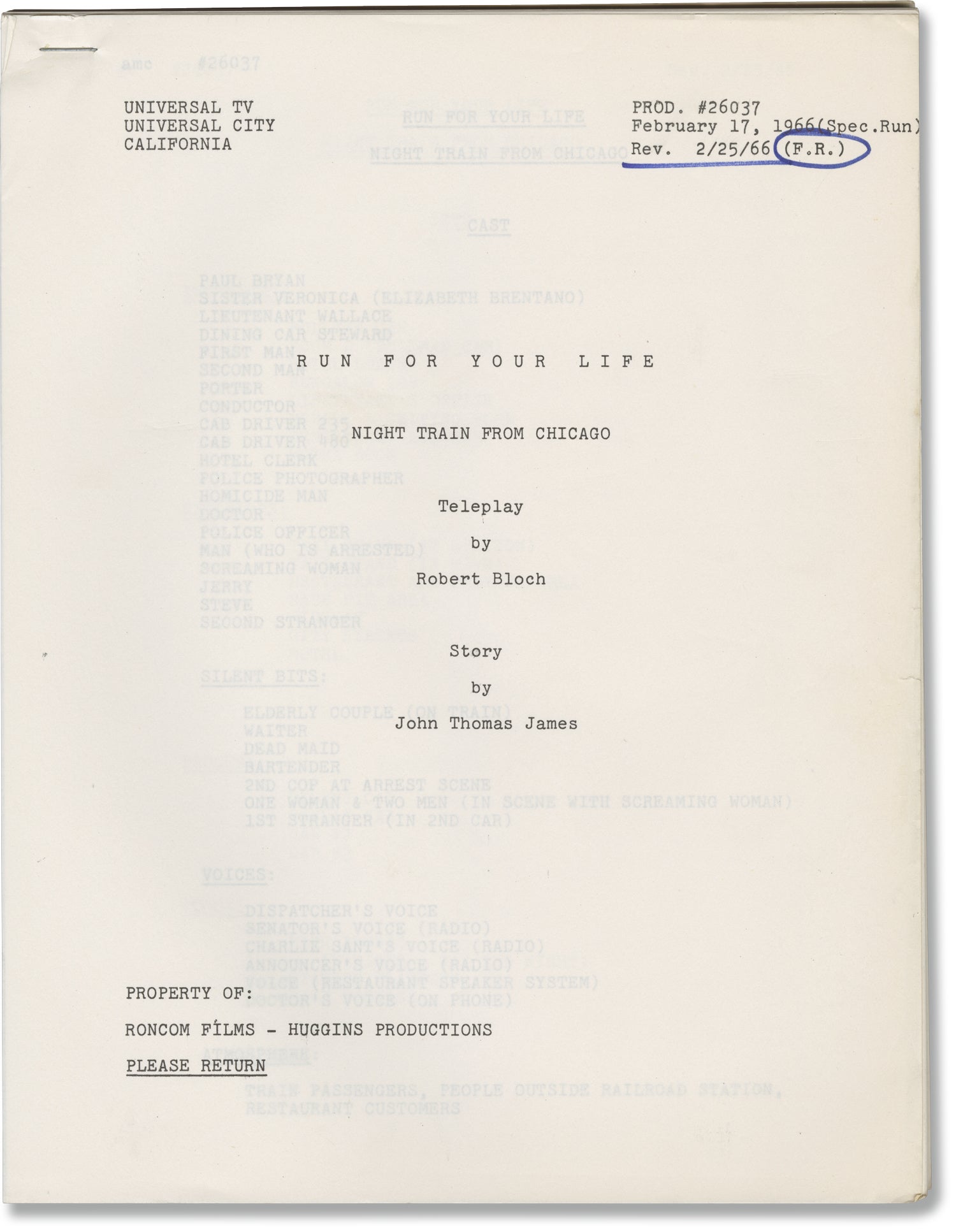 Run For Your Life: Night Train from Chicago | Robert Bloch, Brock ...