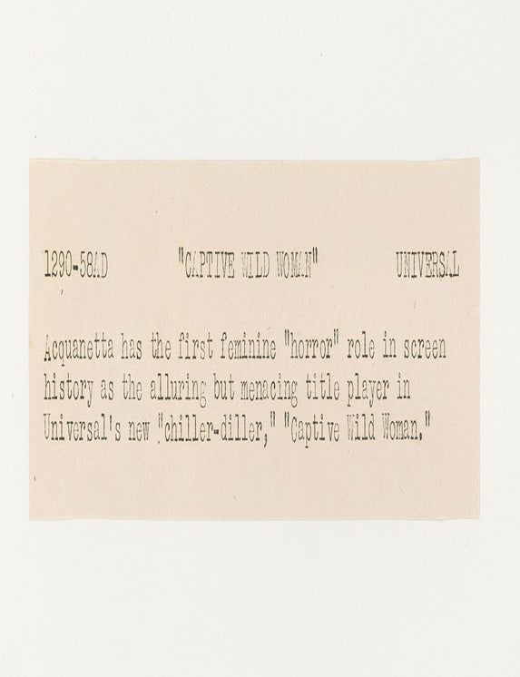 Collection of 13 original publicity photographs of Acquanetta, one inscribed by the actress on the verso