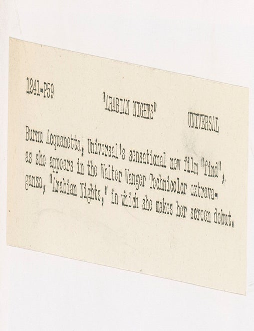 Collection of 13 original publicity photographs of Acquanetta, one inscribed by the actress on the verso