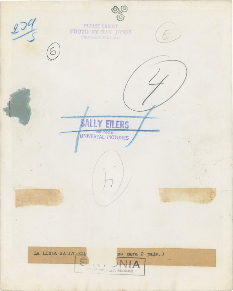 Three original publicity photographs of Sally Eilers, one SIGNED by Eilers, by photographer Ray Jones, circa mid-1930s