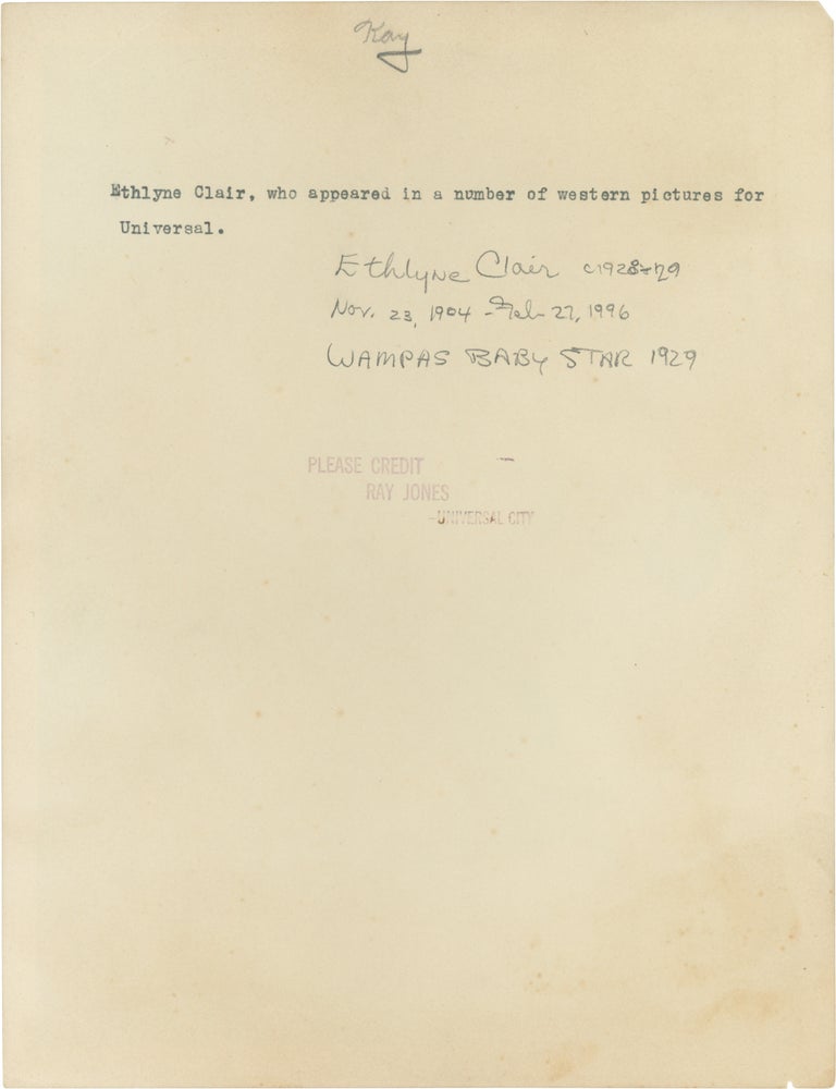 Original publicity photograph of Ethlyne Clair, circa 1928