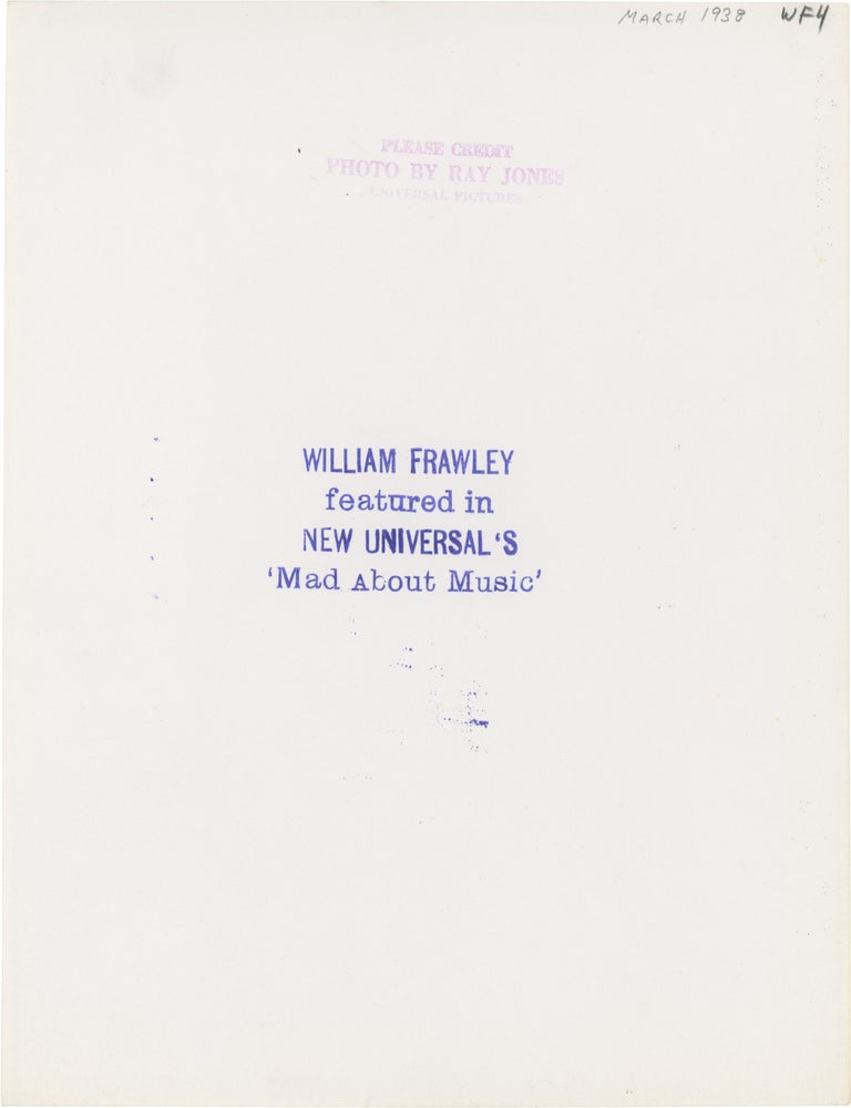 Original portrait photograph of William Frawley by photographer Ray Jones, circa 1938