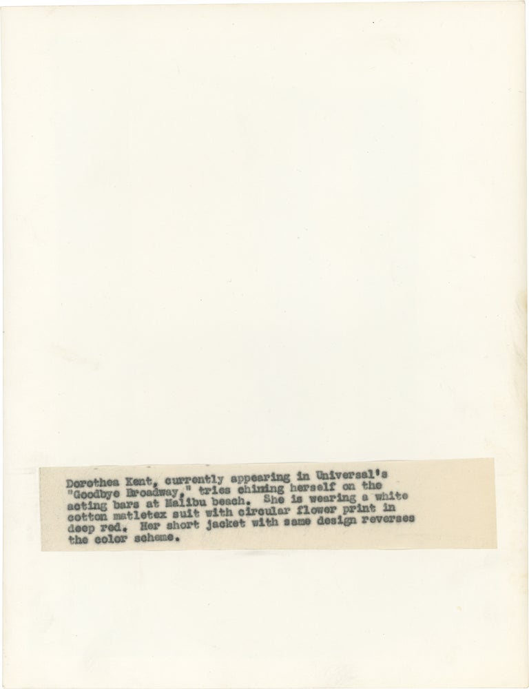 Collection of seven original publicity photographs of Dorothea Kent, circa mid 1930s