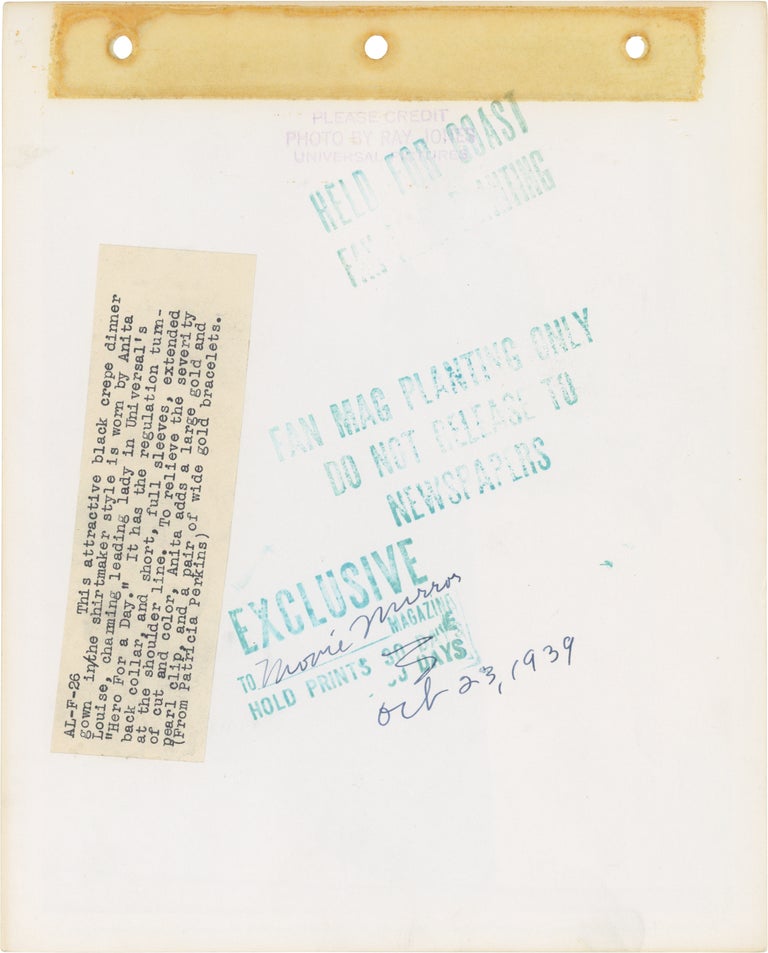 Original keybook publicity photograph of Anita Louise by photographer Ray Jones, 1939