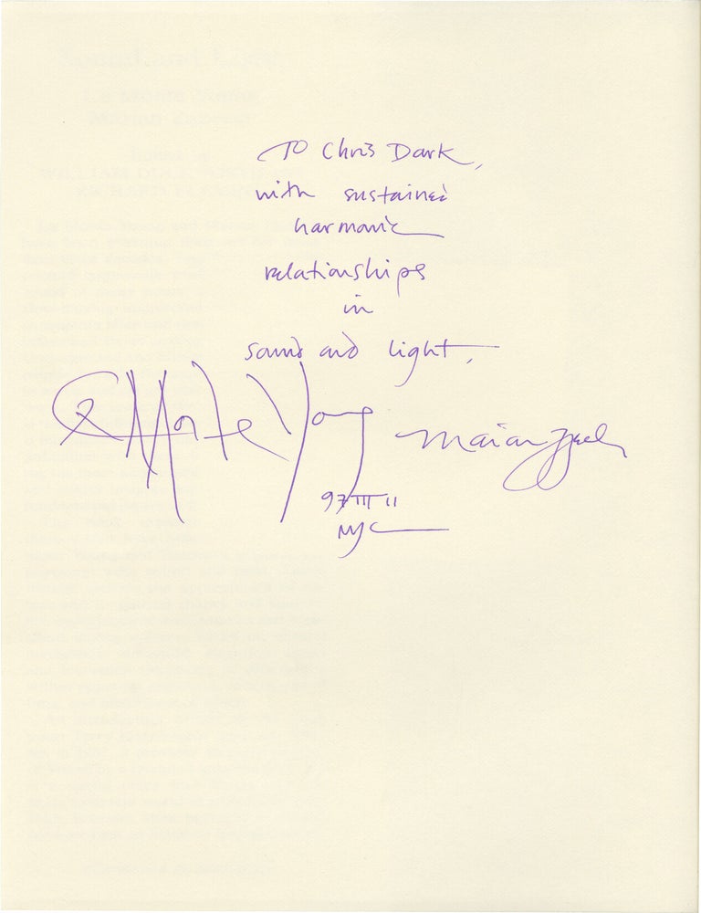 Sound and Light: La Monte Young and Marian Zazeela