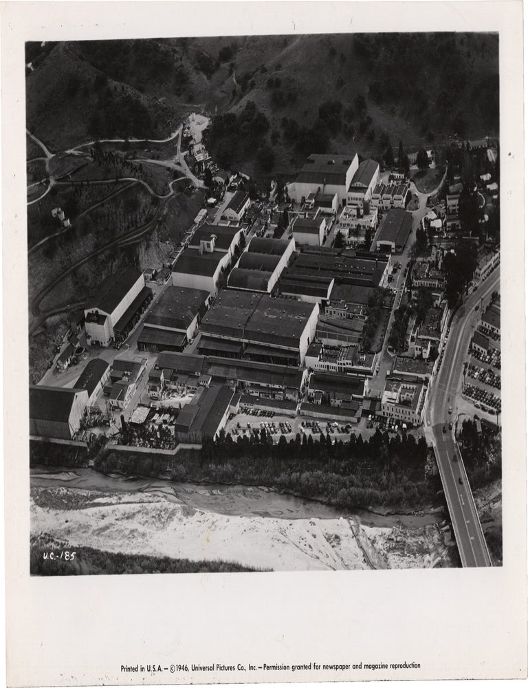 Book #165567] Original photograph showing an aerial view of Universal Pictures, 1946. Universal...