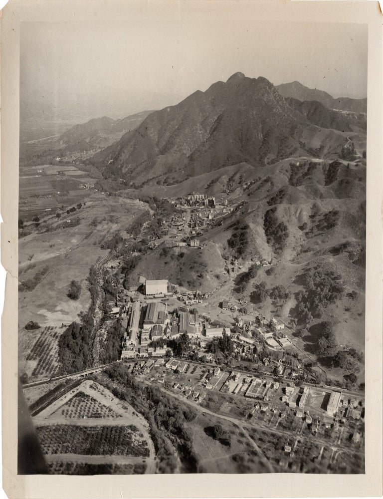 Book #165586] Original photograph showing an aerial view of Universal Pictures, circa 1930s....