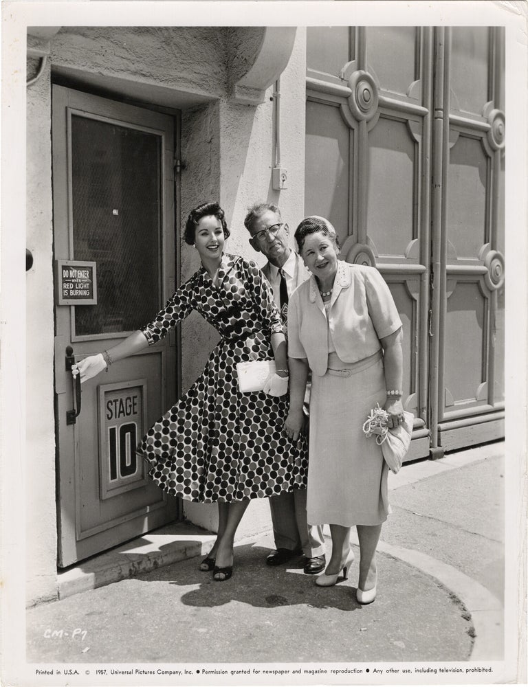 Original photograph of Carol Morris and her parents on the Universal lot in 1957