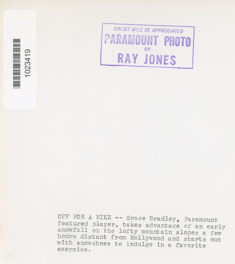 Original publicity photograph of Grace Bradley by photographer Ray Jones, circa 1933