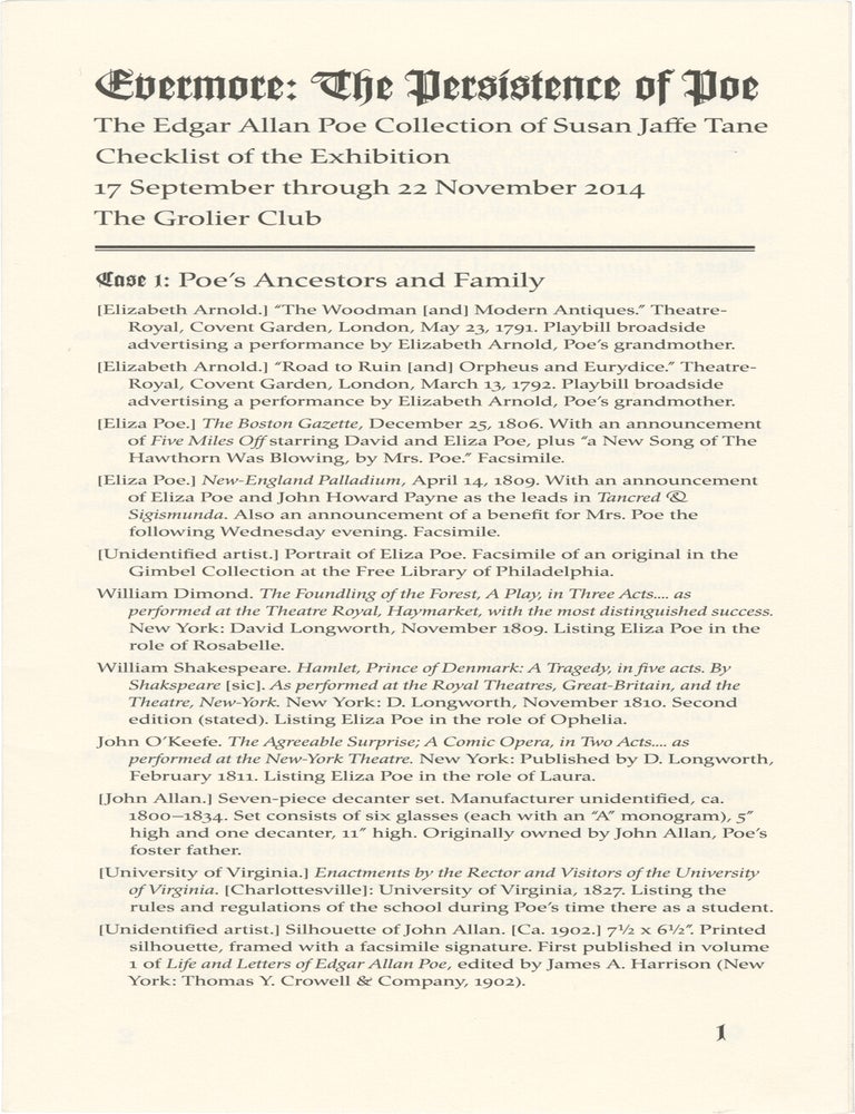 Evermore: The Persistence of Poe | The Edgar Allan Poe Collection of Susan Jaffe Tane