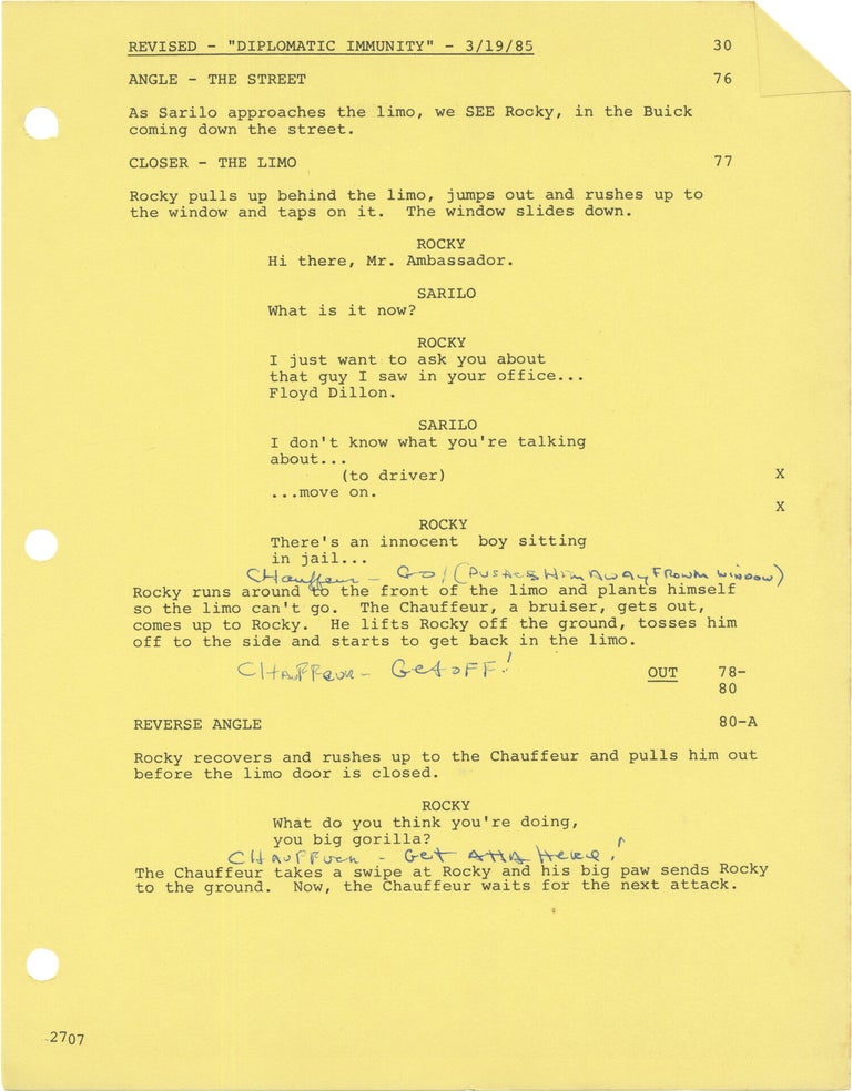 Greg Nelson Script Half Nelson: Diplomatic Immunity | Lou Shaw Glen A. Larson, Alan Cooke ...