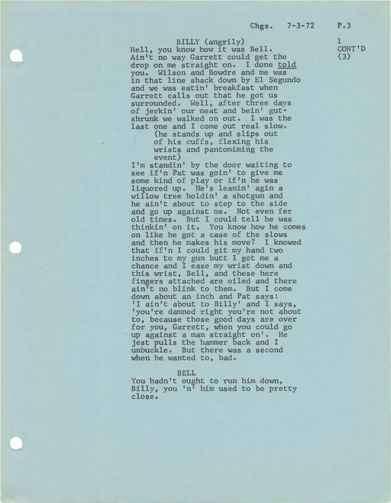 Billy Howell Script Pat Garrett and Billy the Kid | Sam Peckinpah, Rudy Wurlitzer, Harry ...
