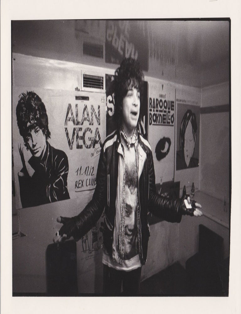 Three original photographs of Alan Vega at the Rex Club, 1986