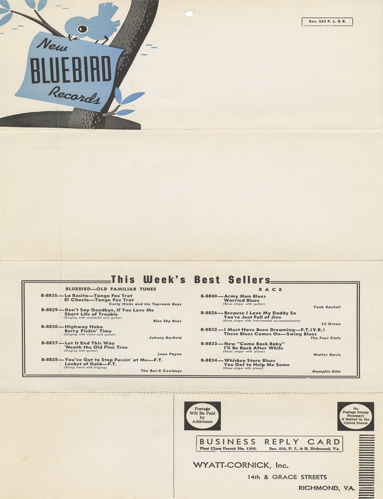 Original mail catalog for Bluebird Records, circa 1941