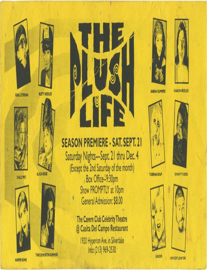 Dragstrip's Main Street Electric Kool-Aid Acid Parade / The Plush Life (Original flyer for two drag events in Silver Lake, Los Angeles, circa 2001