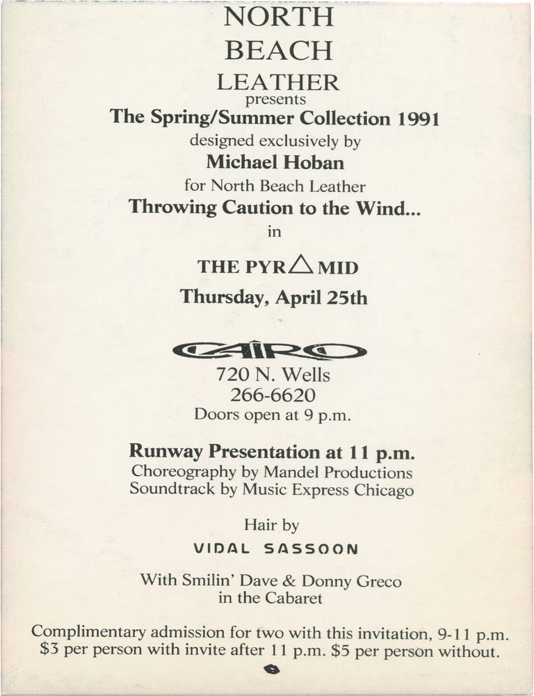 Original invitation for a show by North Beach Leather, 1991