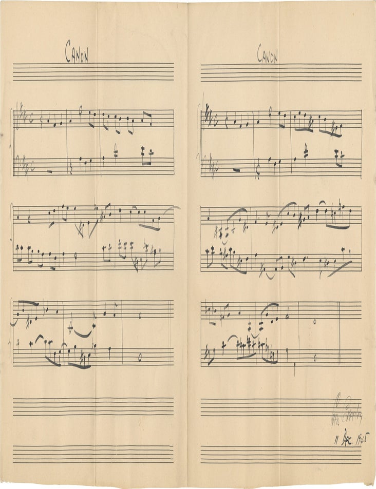 Archive of two binders of handwritten music notations, notes and essays belonging to George Greeley, circa 1945-1946
