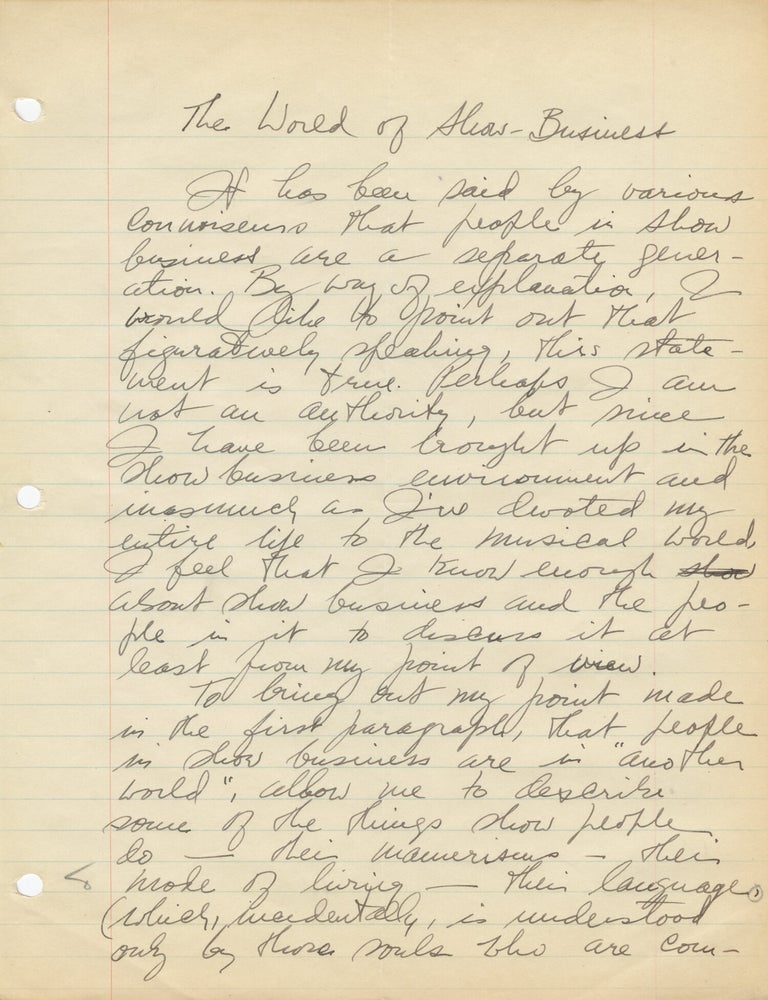 Archive of two binders of handwritten music notations, notes and essays belonging to George Greeley, circa 1945-1946