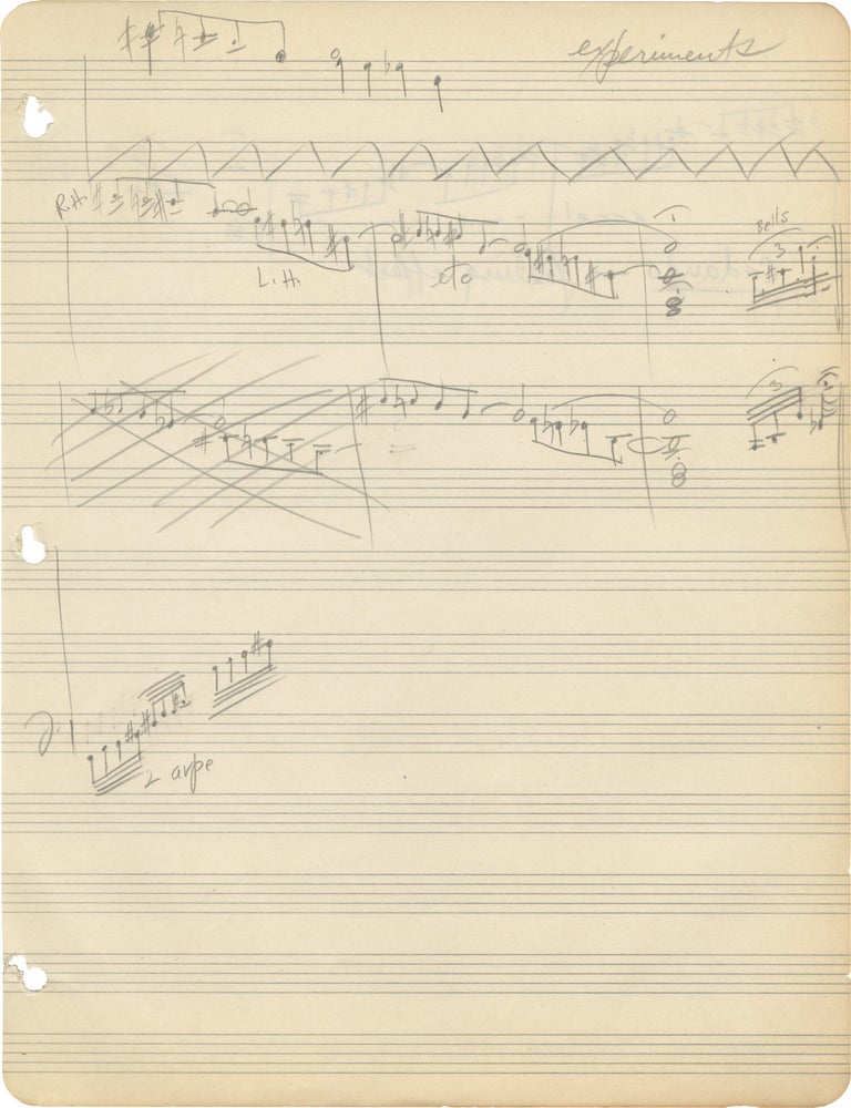 Archive of two binders of handwritten music notations, notes and essays belonging to George Greeley, circa 1945-1946