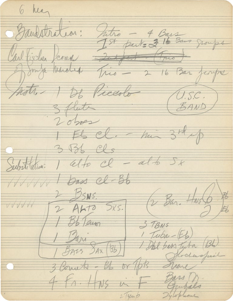 Archive of two binders of handwritten music notations, notes and essays belonging to George Greeley, circa 1945-1946