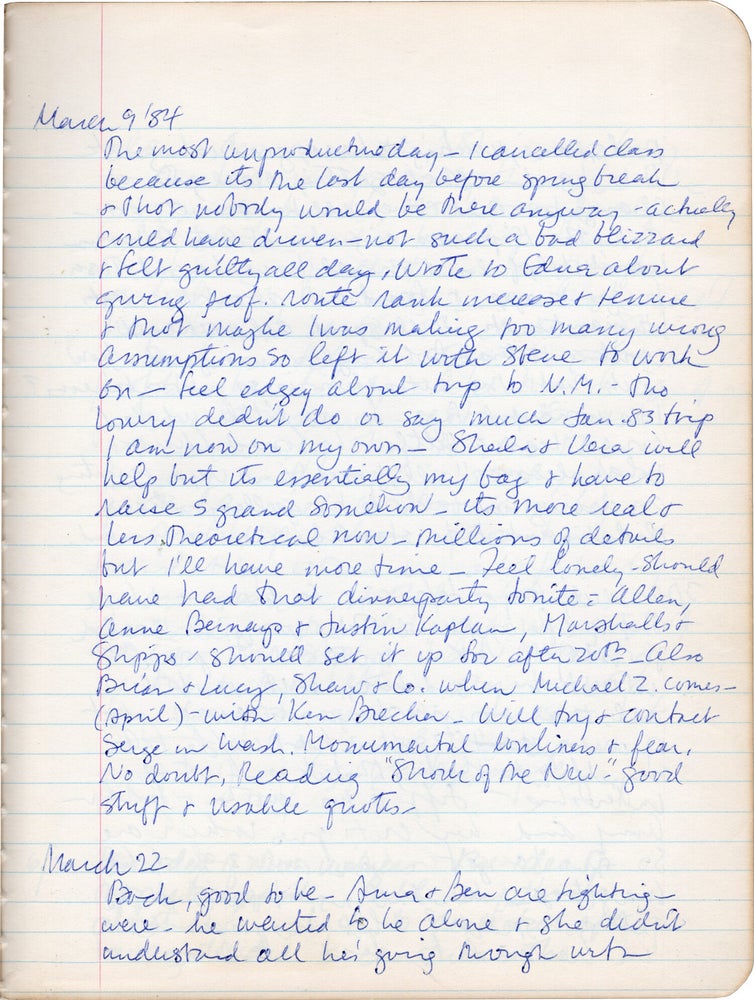Archive of two journals, a personal handmade art book, and various notes and studies relating to Joan Brigham, circa 1984-1992
