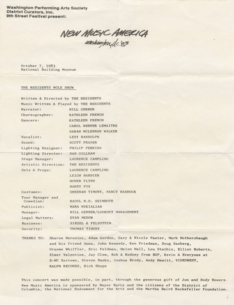 Small archive of Ralph Records promotional materials including The Residents, 1980-1989