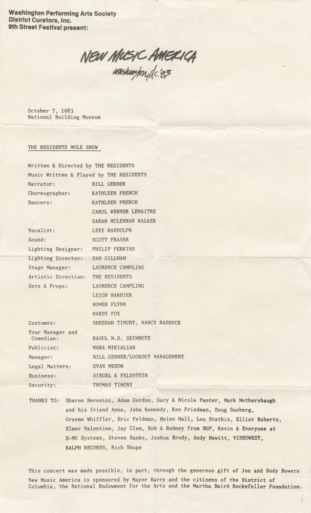 Small archive of Ralph Records promotional materials including The Residents, 1980-1989