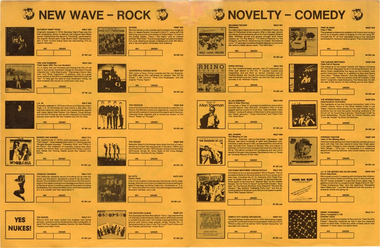 Original Rhino Records 1980-81 Fall-Winter Catalog with 1981 Spring Catalog Supplement