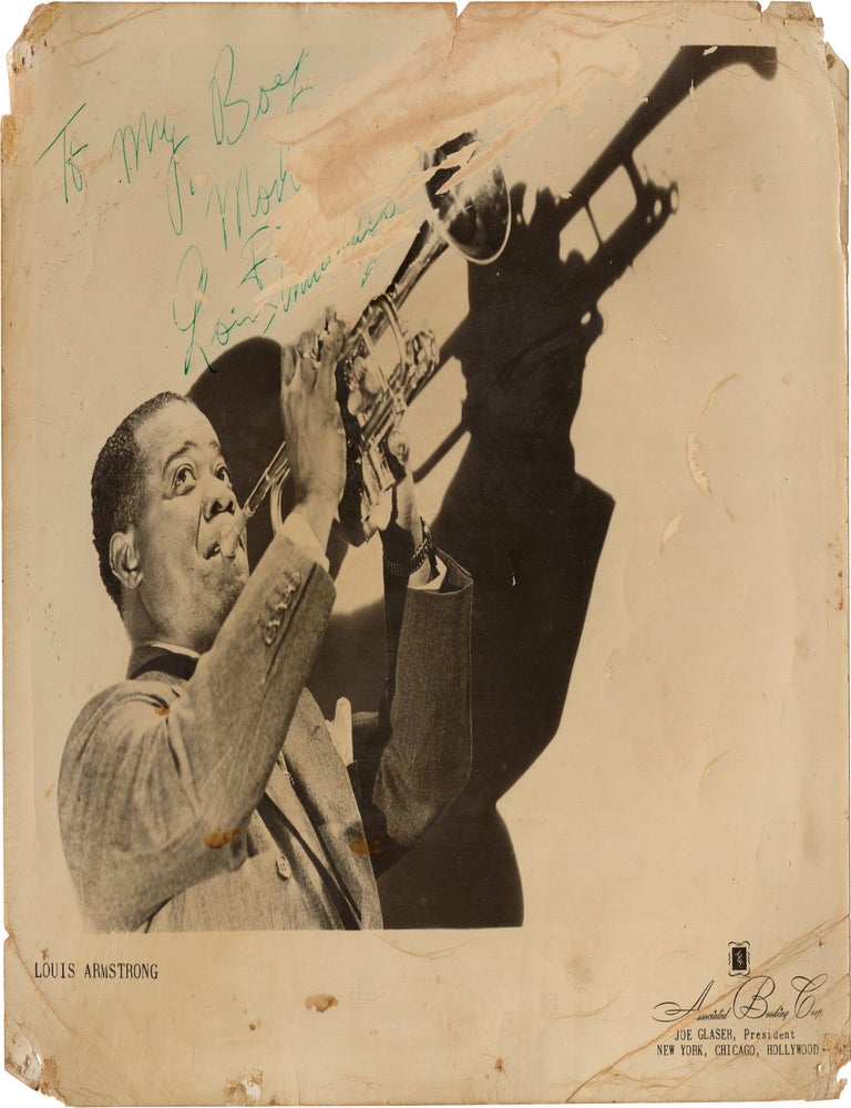 Archive of nearly 150 photographs of jazz, blues, and popular music performers, including 50 INSCRIBED photographs, as well as a handful of personal photographs, belonging to jazz drummer and bandleader "Monk" McFay, circa 1930s through 1950s